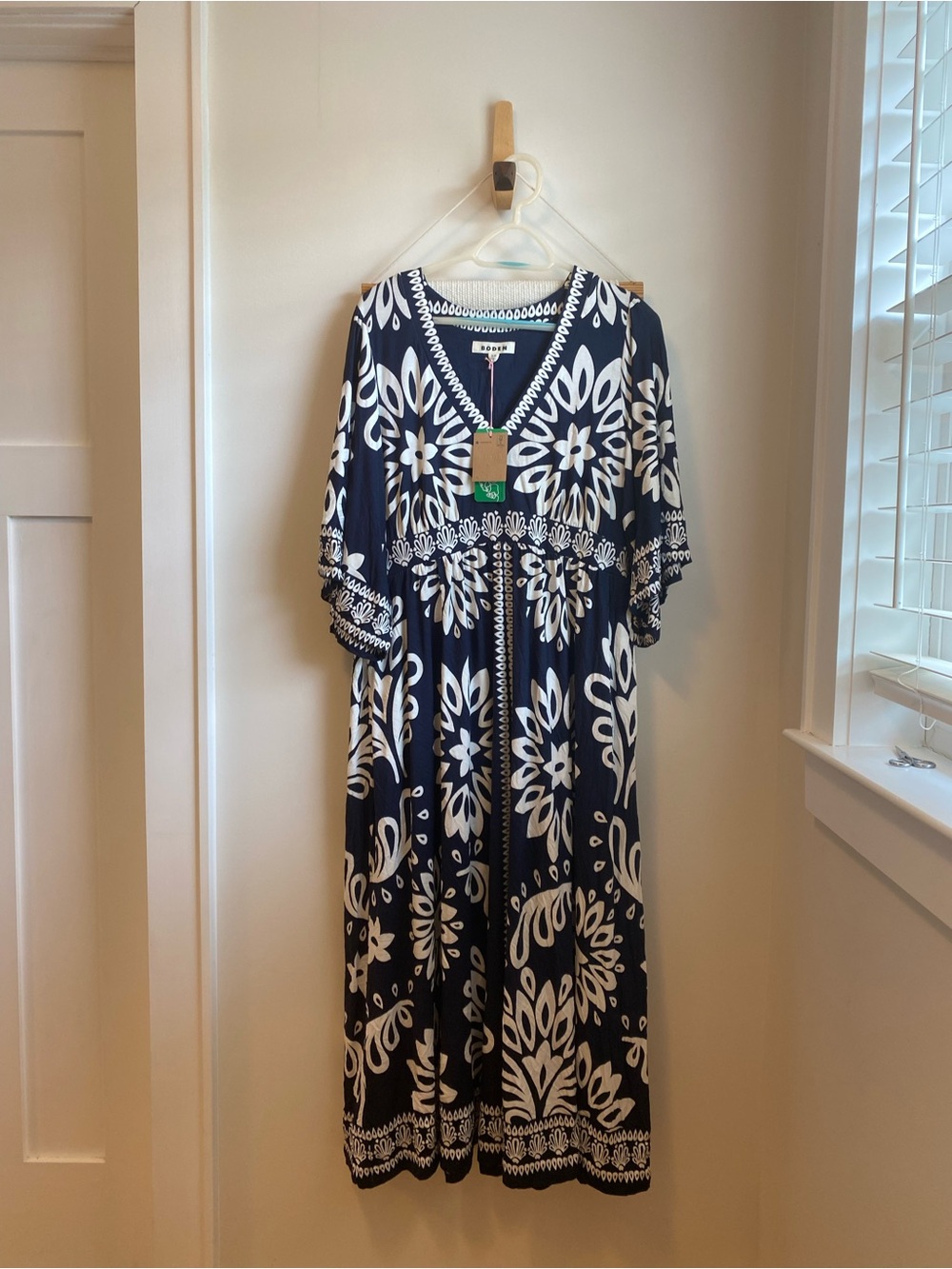Boden Blue Maya Kimono Jersey Maxi Dress
